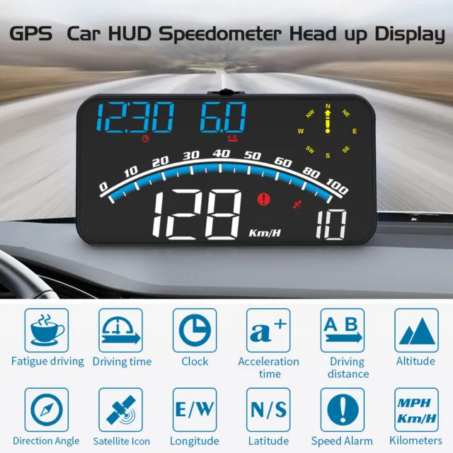 UNIVERSAL CAR HUD Digital GPS Head Up Display MPH Overspeed