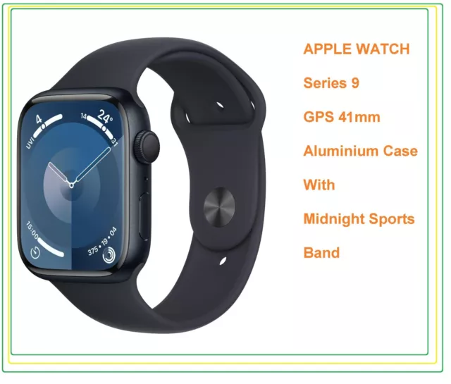 Apple Watch Series 9 GPS 41mm Midnight with Midnight Sport Band S/M