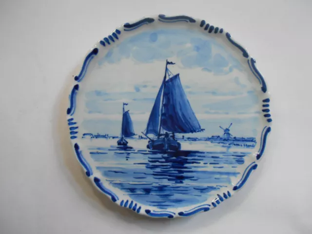 DELFT delfter Fayence Keramik Teller de porceleyne fles Wandplakette Segelschiff