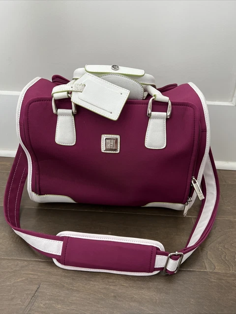DVF Diane Von Furstenberg Burgundy duffel bag travel carry on weekender Luggage