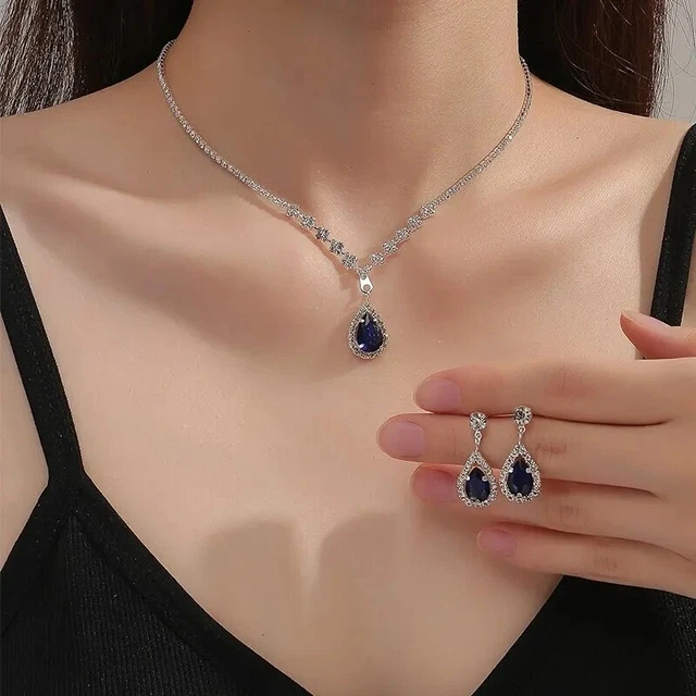 Superbe Collier En Argent 925 Avec Pendentif Zirconium - 45 Cm - État Impeccable