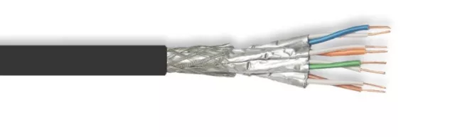 Cat 7 Outdoor Verlegekabel Erdkabel Netzwerkkabel für AUßEN 1000 MHz,UV, Schwarz