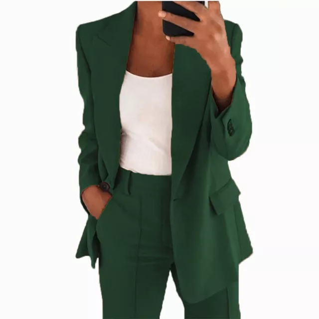 New Womens 2-piece Suit Set Long Sleeve Suit Pants Casual Business Size S-5XL