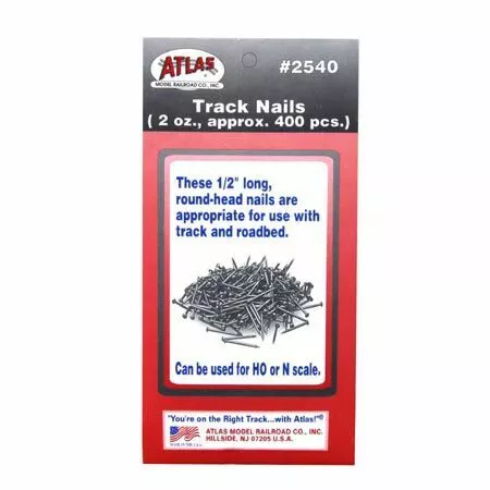 Atlas 2540 HO-Scale & N-Scale Track Nails (500 approx) #19 x 1/2" Round Head