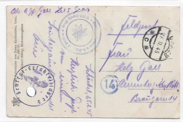AK Graz  " Schöckel  Ausblick gegen Hochschwab" Feldpost Zentral-Ersatzteillage 2