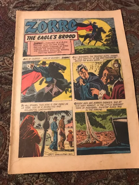 Walt Disneys ZORRO The Eagles Brood Comic! Vintage Rare