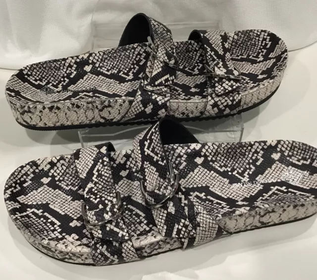 Antonio Melani Branson Snake Print Leather Double Buckle Sandal Sz 11 Brazil NEW