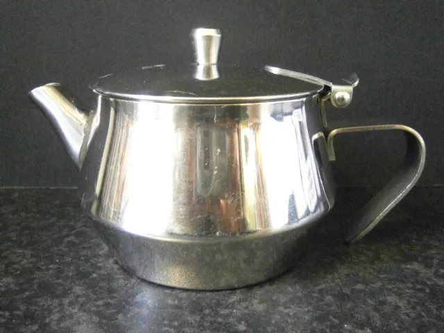 VINTAGE 18-8 STAINLESS STEEL ONE CUP TEAPOT with HINGED LID