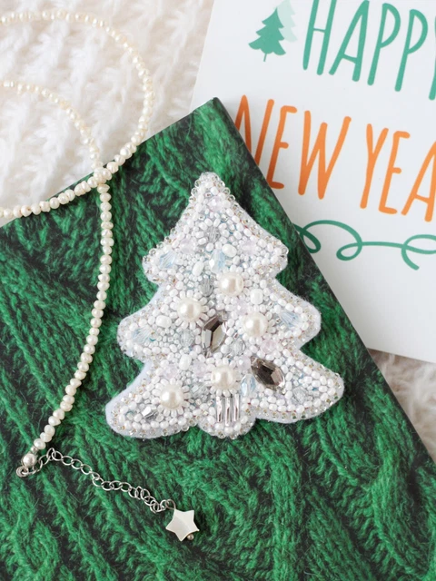 "Hágalo usted mismo Kit de fabricación de joyas Broche alfiler ""Abeto blanco"" Broches hechos a mano Cuentas