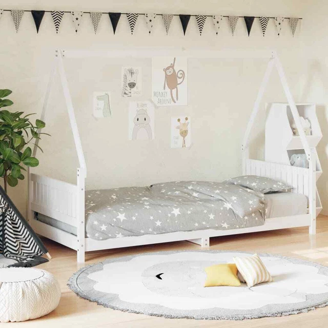 Giroletto per Bambini Bianco 90x190cm in Legno Massello di Pino vidaXL