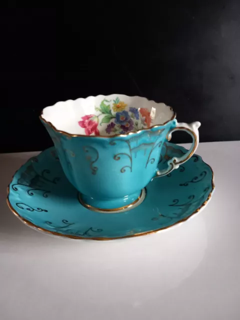 Aynsley Pale Blue Cup  And Saucer
