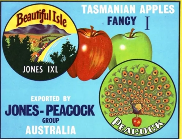 SALE- Vintage Tasmania Apple Case Labels Fruit Art Poster "bakers dozen-B" (13)