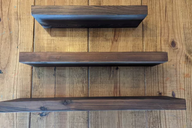 Rustic Farmhouse Wood Shelves Wall Mount  Set Of 3