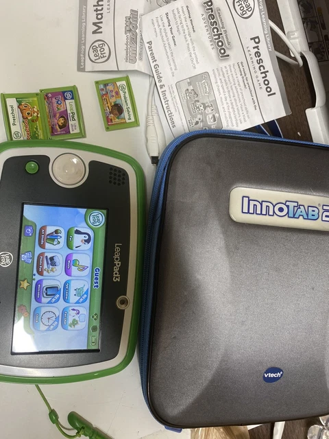 Leap Frog LeapPad 2 Green & White Tested WITH CASE AND 3 GAMES CHARGER manual