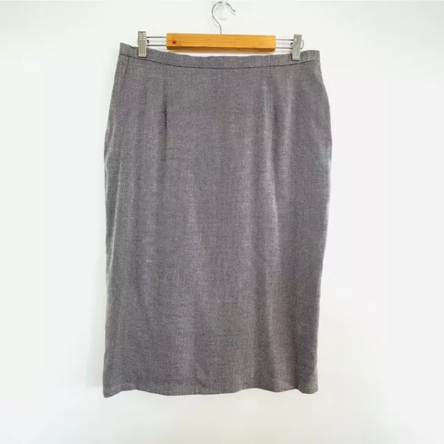 Christian Dior Paris Size 16 XL FR 46 IT 50 Grey Wool Blend Classic Pencil Skirt