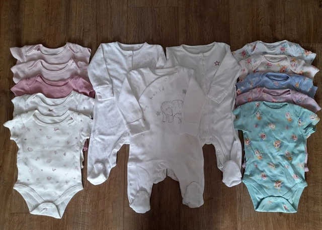 Baby Girl Clothes Bundle 3-6 Months Sleepsuit & Vests