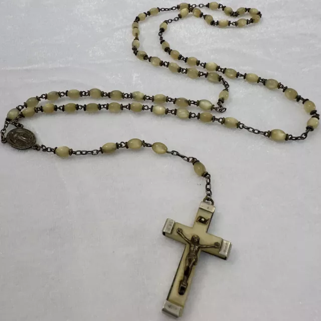 Beautiful Antique Vintage Catholic Religious Rosary Beads Necklace France