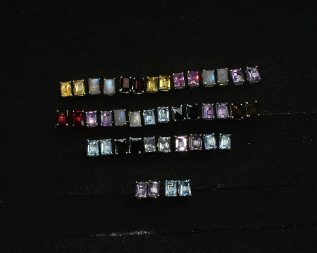 Wholesale 925 21PR Solid Silver Blue Topaz Mix Stone Stud Lot U158