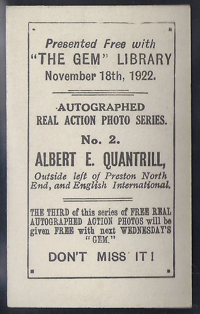 Edelsteinbibliothek - Fussball Signiertes Echtes Foto Mf6 1922-#02 - Preston - Quantrill 2