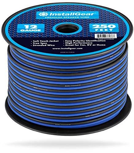 12 Gauge Speaker Wire AWG (250ft - Blue/Black) | Speaker Cable for Car Speake...