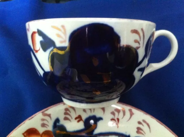 Antique Gaudy Welsh Cup & Saucer OYSTER  Pattern 3