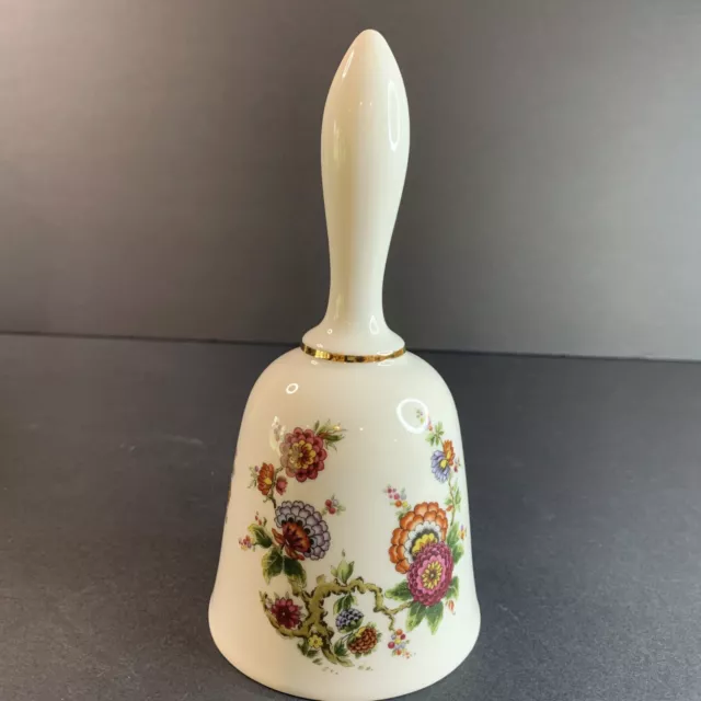 Vintage Bareuther Waldsassen Porcelain Floral Hand Bell Bavaria Germany 7"