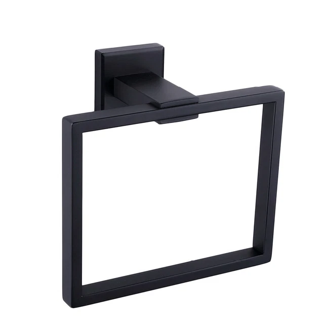 Anillo de toallas negro estilo cuadrado montaje en pared soporte para toallas de acero inoxidable