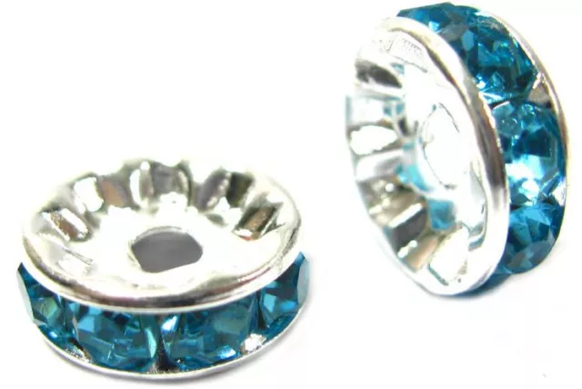 20 X Turquoise Rhinestone Spacer Beads Used To Make Shamballa Style Bracelet-A3