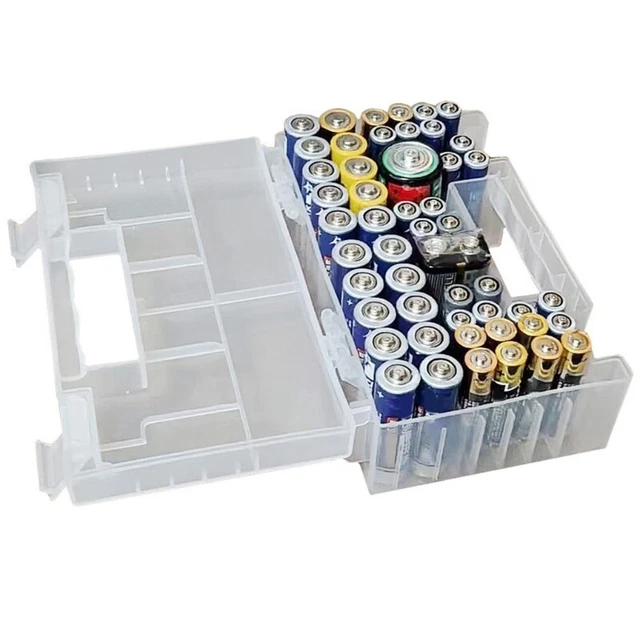 BATTERY CASE AA C D 9V Batteries Clear PP Storage Box with Internal Dividers EUR 8,91 PicClick DE