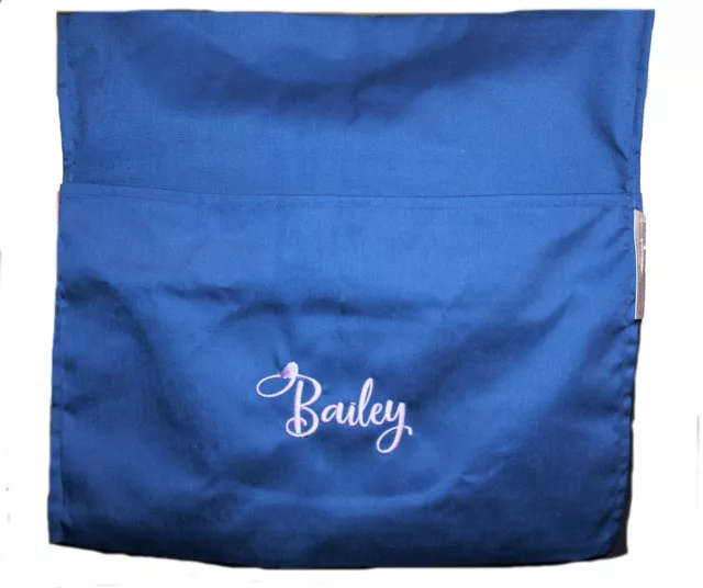 Kids School Chair Bag / Book Bag | Personalised |  Girls Navy |   1st name FREE