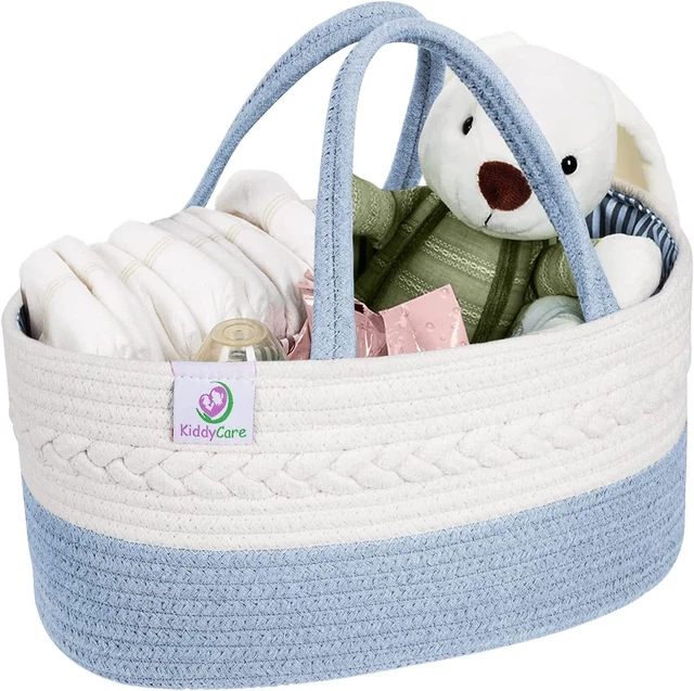 Baby Diaper Caddy Organizer Blue Regular Size Cotton for wipes burp cloths