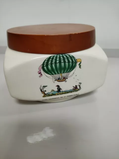 Vintage Tobacco Jar, by Whitecross  Humidor with Lid, Handmade, Air Balloon Art 2