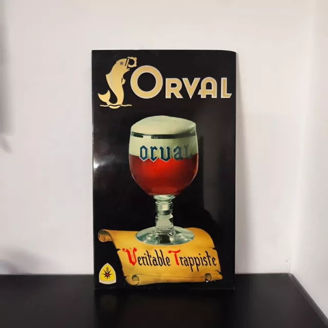 Insegna Cellografata Orval Birra Beer Vintage Tabella Advertising