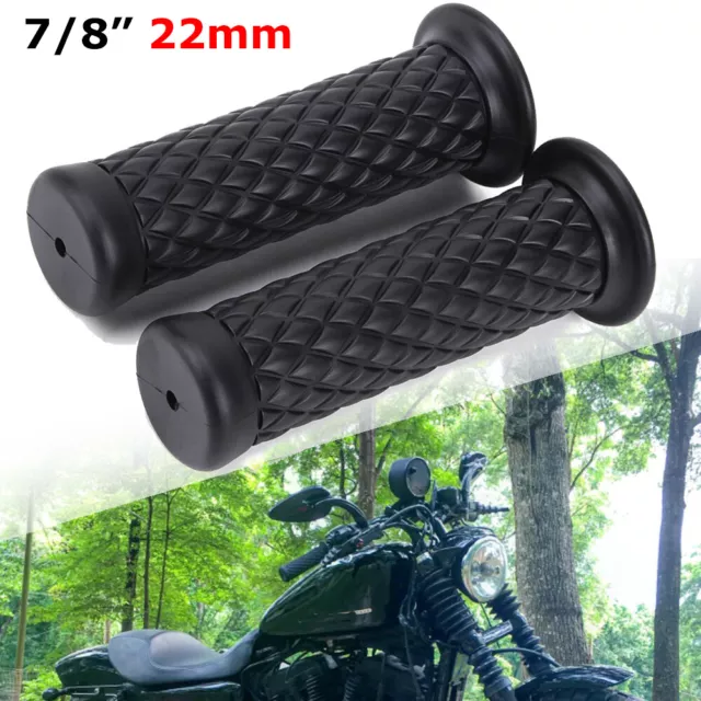 7/8" Motorcycle Hand Grips Bar End Handlebar Gel For Cafe Racer Dirt Bike ATV BK