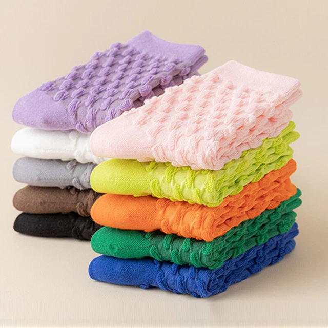 5/3Pairs Lot Femmes Hommes Chaussettes Mode 3D Gaufrées Décontracté Chaussettes,