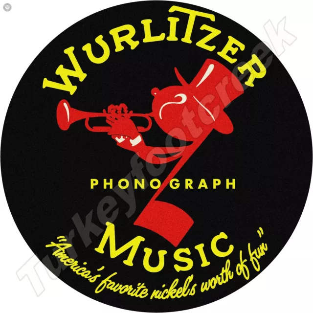 Wurlitzer Phonograph Music 11.75" Round Metal Sign