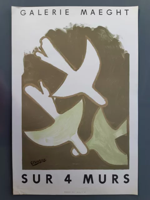 Ancienne affiche exposition d'art Georges BRAQUE galerie MAEGHT 1958 - Mourlot