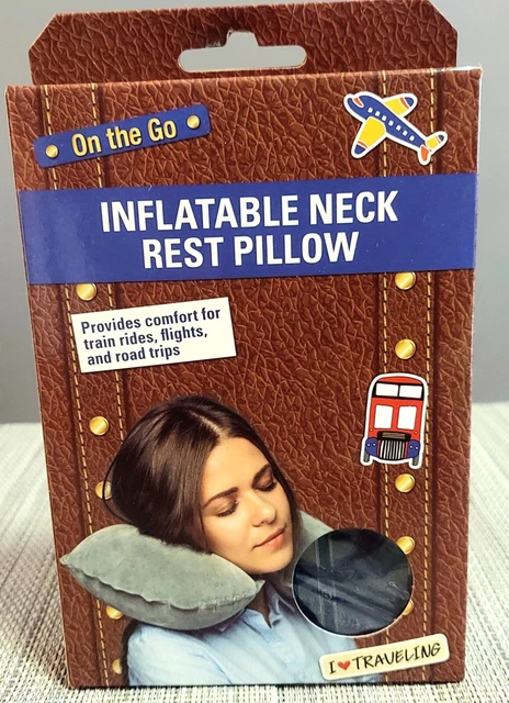 Inflatable Neck Rest Pillow Navy Blue Great for Travel Comfort Rest On The Go