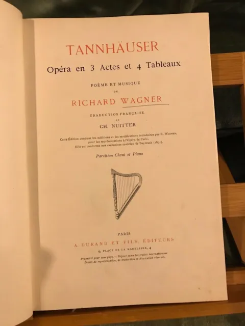 Wagner Tannhäuser opéra partition chant piano française Nuitter Durand