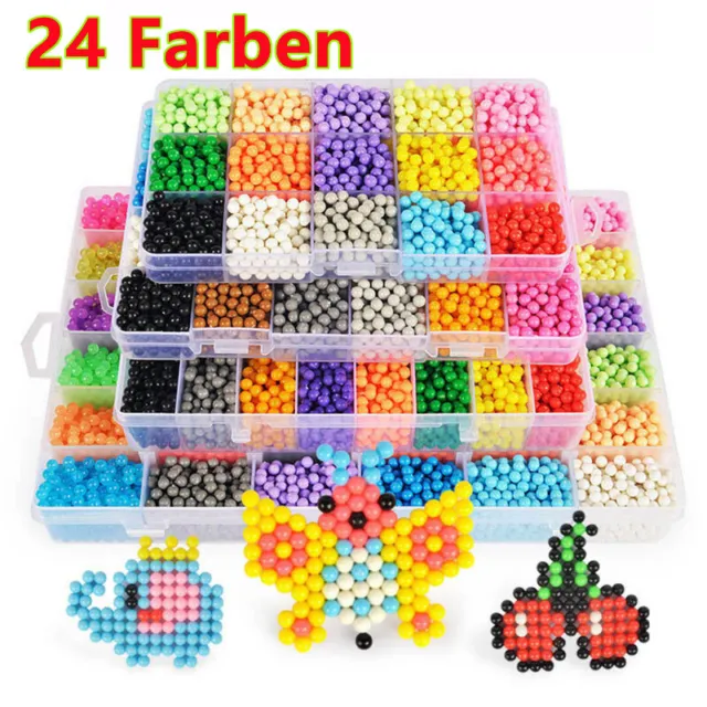 Aquabeads Bastelset 24 Farben Aqua Beads 5600Stk Set Basteln Kinder Perlen Perle