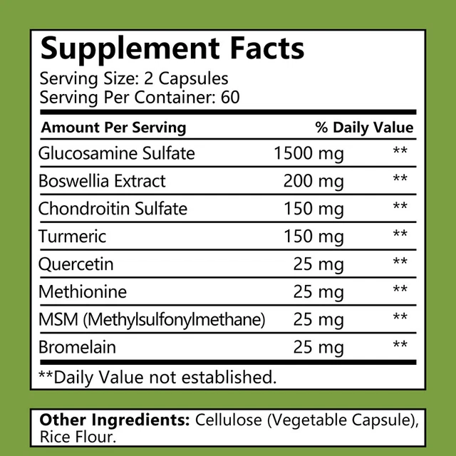 GLUCOSAMINE CHONDROITIN Boswellia,Turmeric,Quercetin,MSM Anti