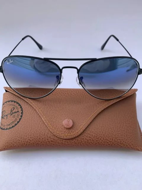 Ray-Ban Aviator Sunglasses 002/3F RB3025 58-14m Black Frame & Blue Gradient Lens