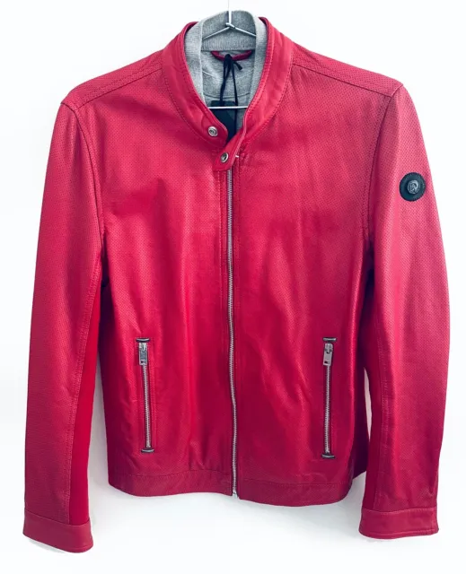 Diesel Men Red Leather Jacket NWT Small