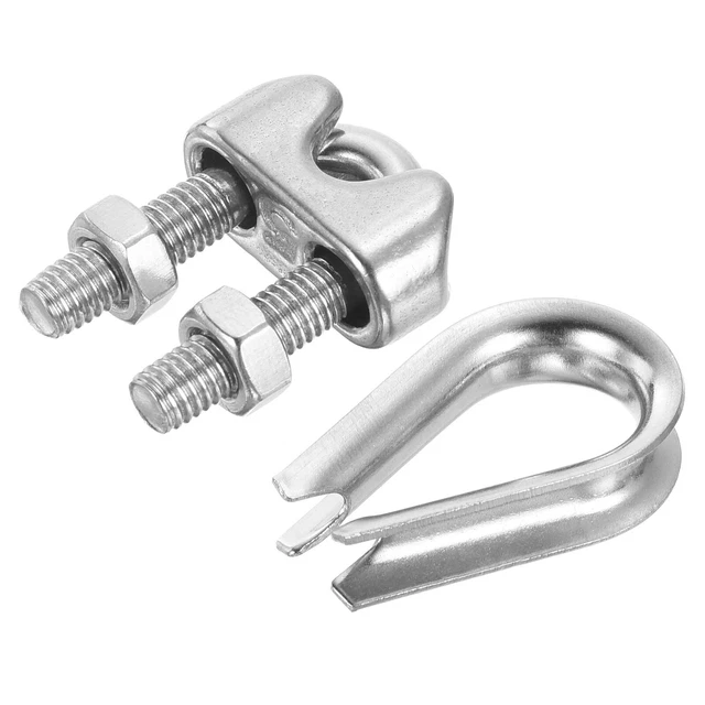 3/16" Wire Rope Kit, 40 Pack M5 Stainless Steel Thimbles & Clamps for Wire Rope