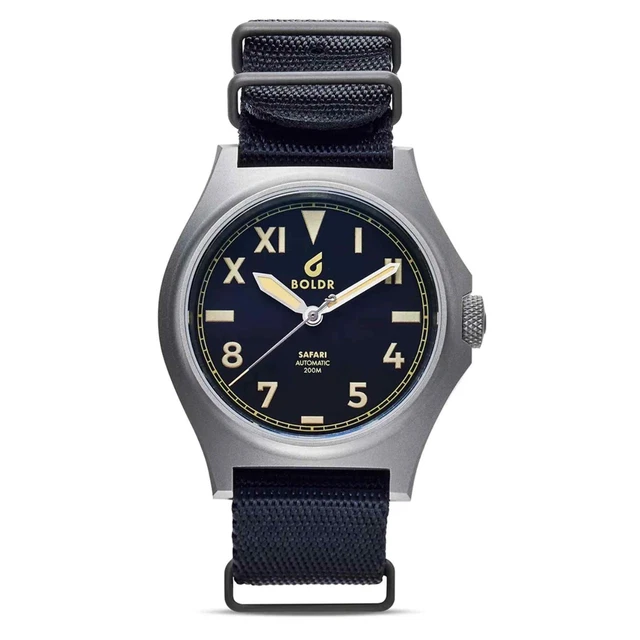 BOLDR Safari Ranger Kopje Nero Dial Nylon Cinturino Polso