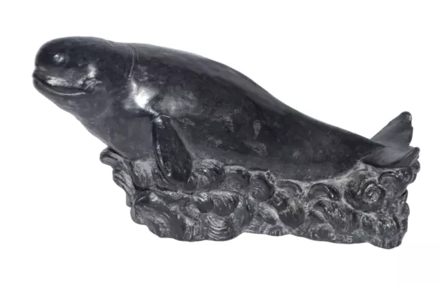 Wolf Sculptures Handcrafted Seal Figure Coal Carving Made in Canada Signed