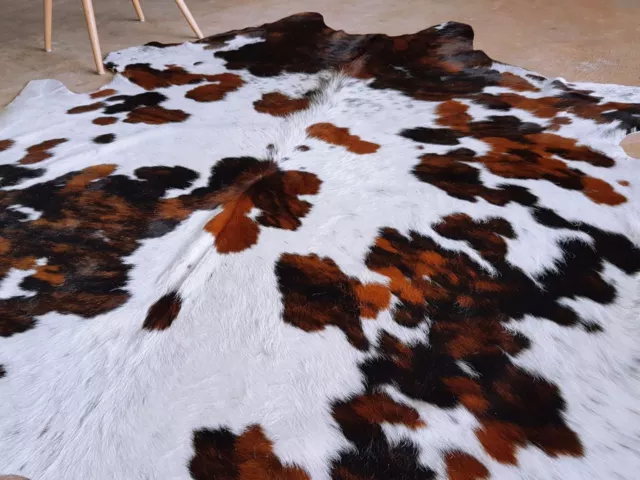 White Tricolor Cowhide Rug Hair on Hide Cow Hide Area Rugs