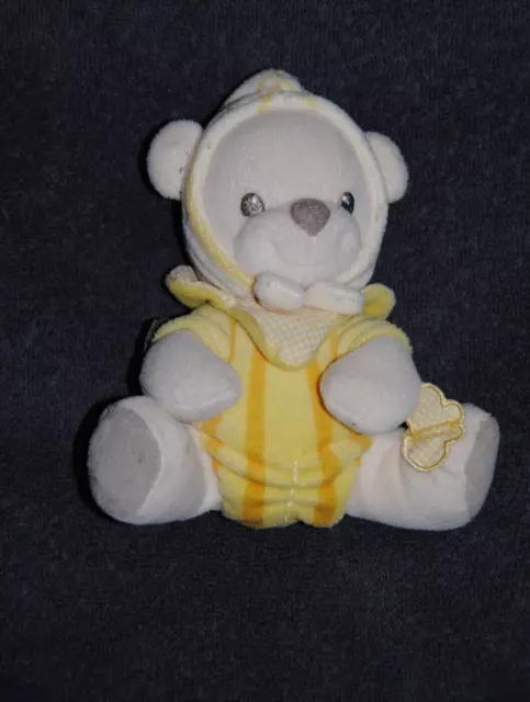 Peluche Doudou Ours Jaune  FISHER PRICE 2003 Grelot 14 Cm Assis Nature Bearries