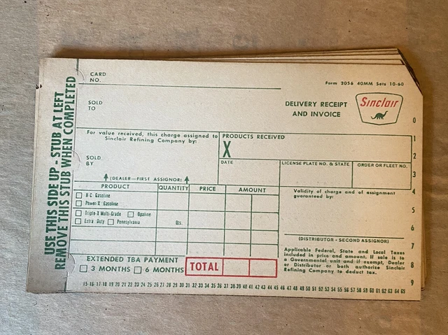 Vintage NOS Credit Card Slips Sinclair (10)