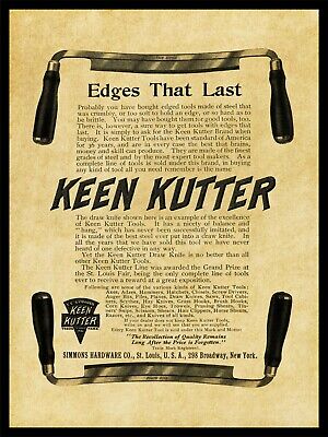 1905 Keen Kutter Tools Draw Knife NEW Metal Sign 24"x30" USA STEEL XL Size 7 lb